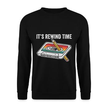 80s 90s Cassette Pen Retro Funny - Unisex Sweatshirt - black - Front - Alina (178cm) & Michal (187cm)