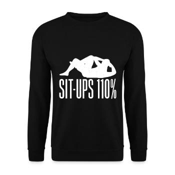 Gym Junkies Sit-Ups 110% Calisthenics Fitness - Unisex Sweatshirt - black - Front - Alina (178cm) & Michal (187cm)