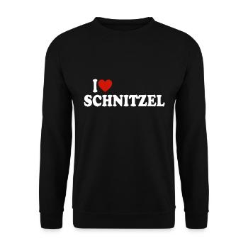 I love Schnitzel - Unisex Pullover - Schwarz - Vorne - Alina (178cm) & Michal (187cm)