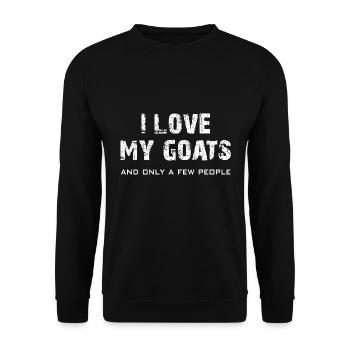I love my goats | Ich liebe meine Ziegen - Unisex Pullover - Schwarz - Vorne - Alina (178cm) & Michal (187cm)