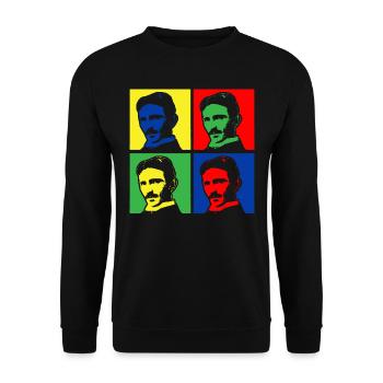 Pop Art Nikola Tesla - Unisex Sweatshirt - black - Front - Alina (178cm) & Michal (187cm)