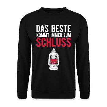 Joggen das beste kommt immer zum schluss - Unisex Pullover - Schwarz - Vorne - Alina (178cm) & Michal (187cm)