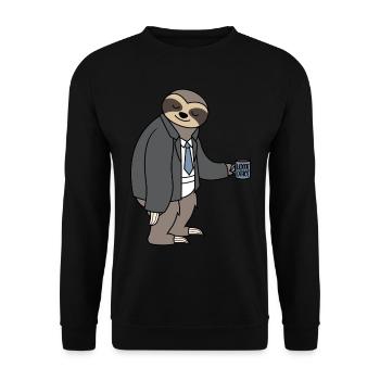 Faultier Homeoffice Homeofficer Unterhose Kaffee - Unisex Pullover - Schwarz - Vorne - Alina (178cm) & Michal (187cm)