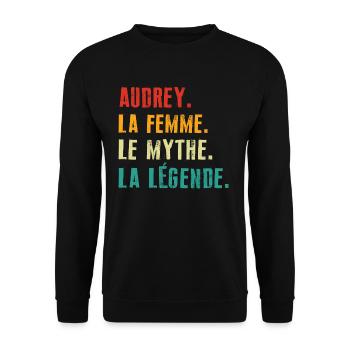 Audrey la femme le mythe la légende Cadeau - Sweat-shirt Unisexe - noir - Devant - Alina (178cm) & Michal (187cm)