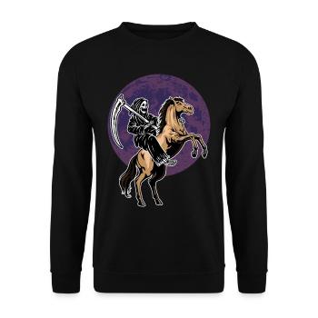 Halloween skeleton on horse - Unisex Sweatshirt - black - Front - Alina (178cm) & Michal (187cm)