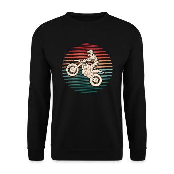 Motocross Motorsport Retro Dirtbike Motorcycle - Unisex Sweatshirt - black - Front - Alina (178cm) & Michal (187cm)