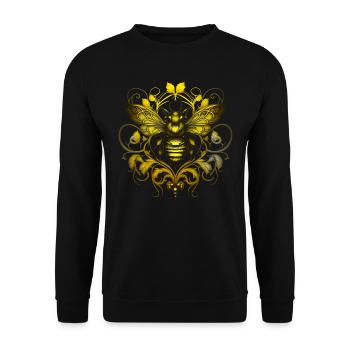Biene, Hummel, Insekt, floral, Muster, Ornamente - Unisex Pullover - Schwarz - Vorne - Alina (178cm) & Michal (187cm)