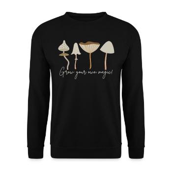 Züchte deine eigene Magie! Pastell-Pilze Ruhe - Unisex Pullover - Schwarz - Vorne - Alina (178cm) & Michal (187cm)