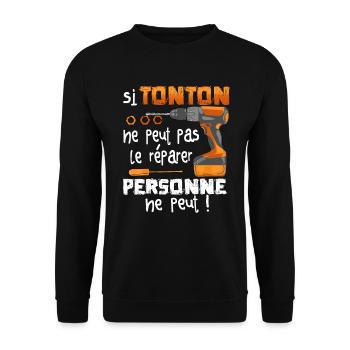 Si TONTON Ne Peut Pas Le Réparer Personne Ne Peut - Sweat-shirt Unisexe - noir - Devant - Alina (178cm) & Michal (187cm)