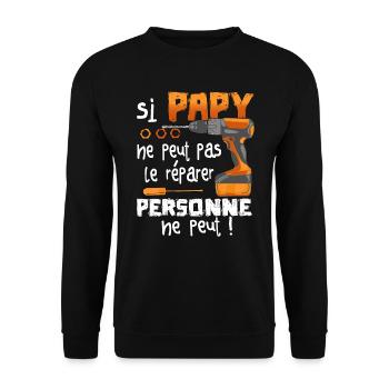 Si PAPY Ne Peut Pas Le Réparer Personne Ne Peut - Sweat-shirt Unisexe - noir - Devant - Alina (178cm) & Michal (187cm)