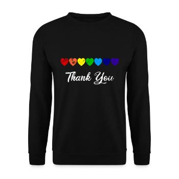 Row of Hearts Rainbow Heart Thank You - Unisex Sweatshirt - black - Front - Alina (178cm) & Michal (187cm)