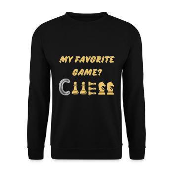 Schach Geschenk Schachspiel Shirt Schachmatt König - Unisex Pullover - Schwarz - Vorne - Alina (178cm) & Michal (187cm)