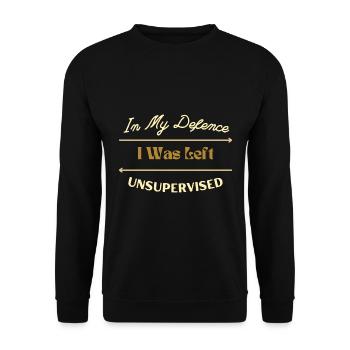 Zu meiner Verteidigung wurde ich unbeaufsichtigt gelassen Awesome - Unisex Pullover - Schwarz - Vorne - Alina (178cm) & Michal (187cm)