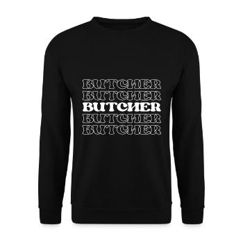Boucher Coupeur de viande Meatman Transformateur de viande - Sweat-shirt Unisexe - noir - Devant - Alina (178cm) & Michal (187cm)