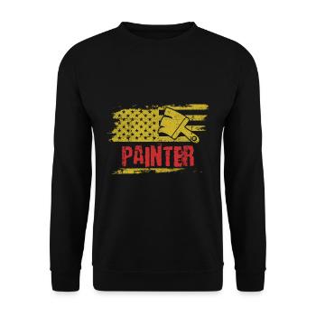 Painter Job Vintage Amerika Arbeiter - Unisex Pullover - Schwarz - Vorne - Alina (178cm) & Michal (187cm)