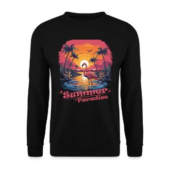 Tropical Flamingo Summer Paradise Summer T-Shirt - Unisex Sweatshirt - black - Front - Alina (178cm) & Michal (187cm)