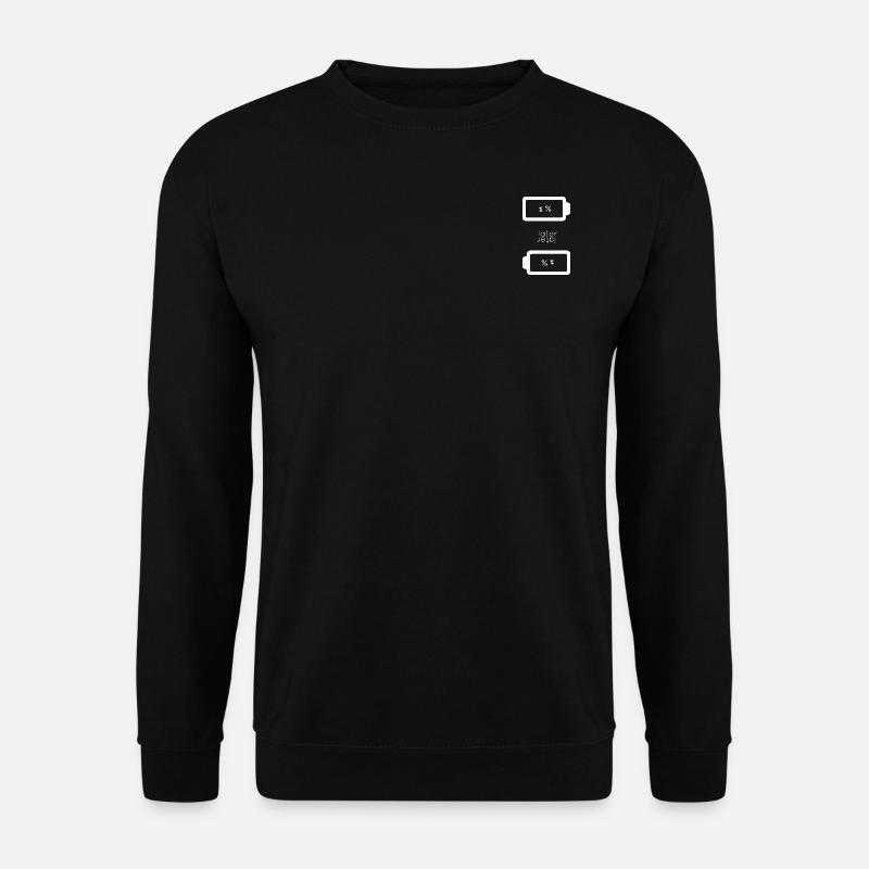 Leere Batterie 1% - Later (weißes Design) - Unisex Pullover - Schwarz