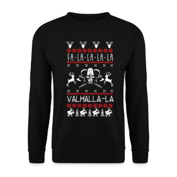 Viking Ugly Christmas - Unisex Pullover - Schwarz - Vorne - Alina (178cm) & Michal (187cm)