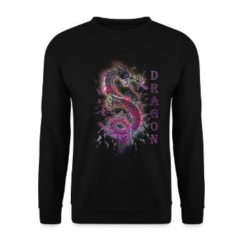 DRAGON DRACHE - Unisex Pullover - Schwarz - Vorne - Alina (178cm) & Michal (187cm)