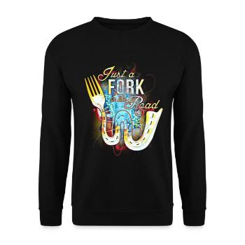 Be the fork on your way Art Design - Unisex Sweatshirt - black - Front - Alina (178cm) & Michal (187cm)