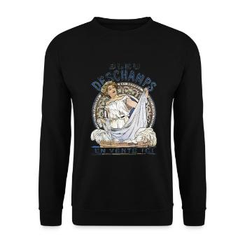 Alfons Mucha - bleu Deschamps en vente ici - Unisex Pullover - Schwarz - Vorne - Alina (178cm) & Michal (187cm)