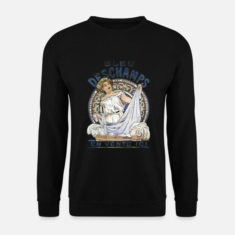 Alfons Mucha - bleu Deschamps en vente ici - Unisex Pullover - Schwarz