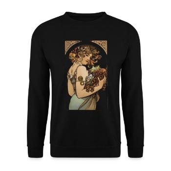 Alfons Mucha - Le Fruit - Unisex Pullover - Schwarz - Vorne - Alina (178cm) & Michal (187cm)