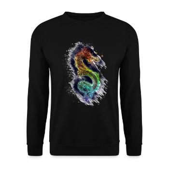 Drache Dragon - Unisex Pullover - Schwarz - Vorne - Alina (178cm) & Michal (187cm)