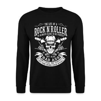 Rock´n´Roll Rockabilly Leben - Unisex Pullover - Schwarz - Vorne - Alina (178cm) & Michal (187cm)
