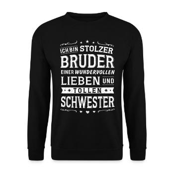 Bruder Stolzer Bruder einer Schwester Geschenk - Unisex Pullover - Schwarz - Vorne - Alina (178cm) & Michal (187cm)