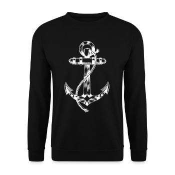 Ancre, marin, maritime, ahoy, capitaine, navire - Sweat-shirt Unisexe - noir - Devant - Alina (178cm) & Michal (187cm)