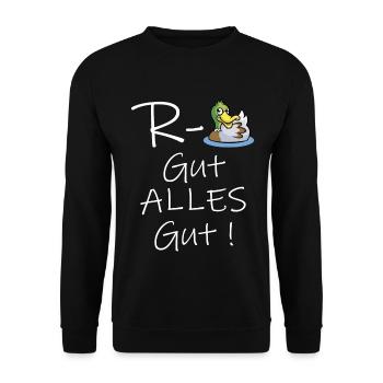 Rente Ente Gut alles gut endlich Rentner Rentnerin - Unisex Pullover - Schwarz - Vorne - Alina (178cm) & Michal (187cm)