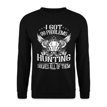 Hunting Solves Problem - Unisex Sweatshirt - black - Front - Alina (178cm) & Michal (187cm)