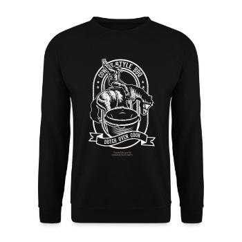 Dutch Oven T-shirt Cuisine de style cowboy - Sweat-shirt Unisexe - noir - Devant - Alina (178cm) & Michal (187cm)