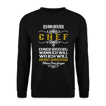 I am the boss. I have to ask my wife - Unisex Sweatshirt - black - Front - Alina (178cm) & Michal (187cm)