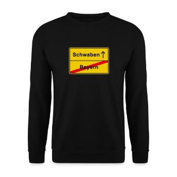 Schwaben Württemberg Ortsschild anti Bayern - Unisex Pullover - Schwarz - Vorne - Alina (178cm) & Michal (187cm)