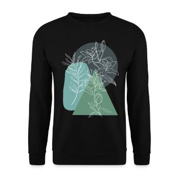 Flower, Lineart, Plant, Nature, Geometry, Vintage - Unisex Sweatshirt - black - Front - Alina (178cm) & Michal (187cm)