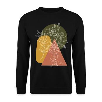 Flower, Lineart, Plant, Nature, Geometry, Vintage - Unisex Sweatshirt - black - Front - Alina (178cm) & Michal (187cm)