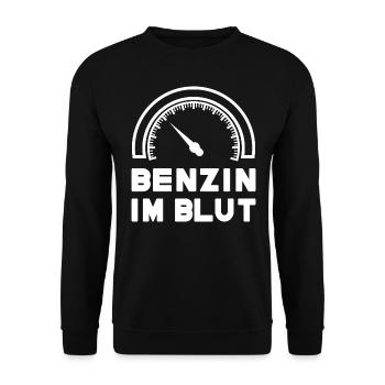 Benzin im Blut Spruch Motorrad Auto Tuning - Unisex Pullover - Schwarz - Vorne - Alina (178cm) & Michal (187cm)