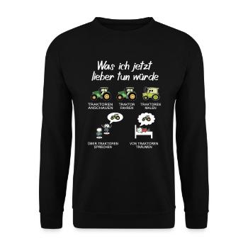 Traktor Landwirt Design Lustig - Unisex Pullover - Schwarz - Vorne - Alina (178cm) & Michal (187cm)