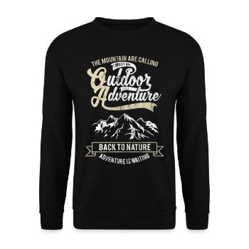 Die Berge rufen - Outdoor Camping Geschenk Motiv - Unisex Pullover - Schwarz - Vorne - Alina (178cm) & Michal (187cm)