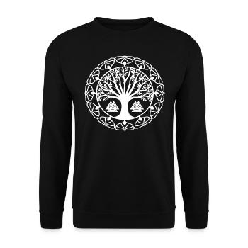 Arbre de Vie Yggdrasil Monde Frêne Vikings - Sweat-shirt Unisexe - noir - Devant - Alina (178cm) & Michal (187cm)