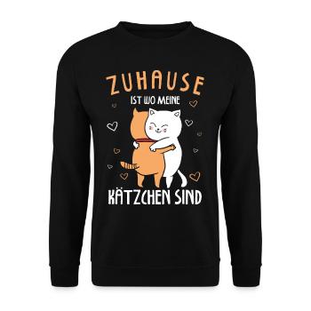 Zuhause Ist Wo Meine Kätzchen Sind Katze - Unisex Pullover - Schwarz - Vorne - Alina (178cm) & Michal (187cm)