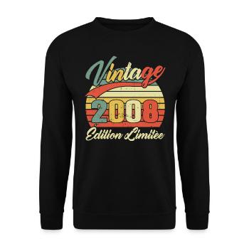 Vintage 2008 Limited Edition Birthday Gift - Unisex Sweatshirt - black - Front - Alina (178cm) & Michal (187cm)