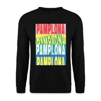 Pampelune Espagne City Font Skyline Accueil - Sweat-shirt Unisexe - noir - Devant - Alina (178cm) & Michal (187cm)
