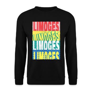 Limoges France City Font Skyline Accueil - Sweat-shirt Unisexe - noir - Devant - Alina (178cm) & Michal (187cm)