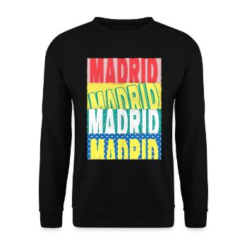 Madrid Spanien Stadt Schrift Skyline Heimat - Unisex Pullover - Schwarz - Vorne - Alina (178cm) & Michal (187cm)