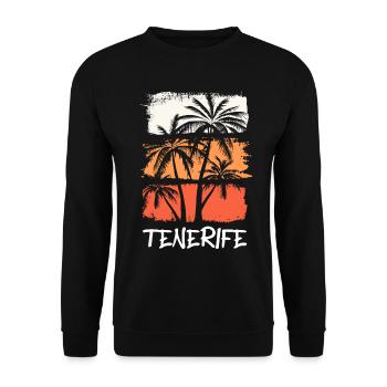 Teneriffa Tenerife Sommer Sonne Strand Meer Palmen - Unisex Pullover - Schwarz - Vorne - Alina (178cm) & Michal (187cm)