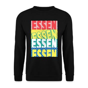 Essen Deutschland Stadt Schrift Skyline Heimat - Unisex Pullover - Schwarz - Vorne - Alina (178cm) & Michal (187cm)