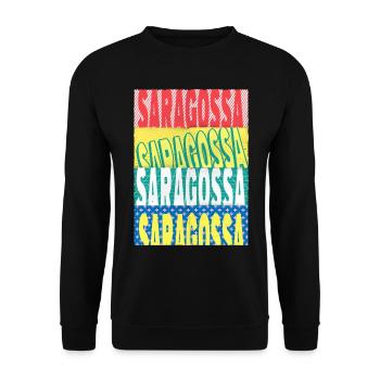 Saragossa Spanien Stadt Schrift Skyline Heimat - Unisex Pullover - Schwarz - Vorne - Alina (178cm) & Michal (187cm)